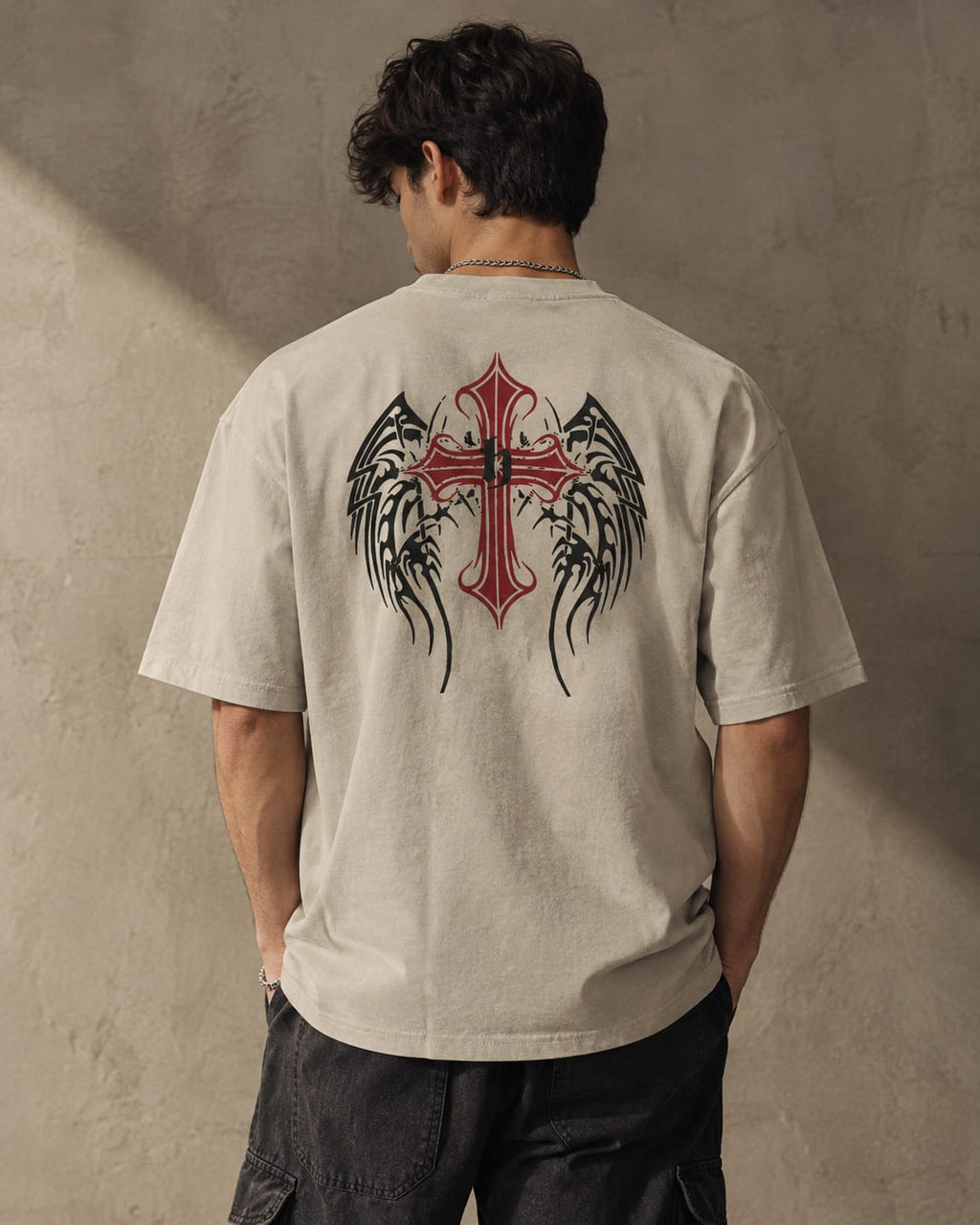 Vortex Wear Gothic Cross Oversized T-Shirt – Premium Streetwear Edition in Lavender