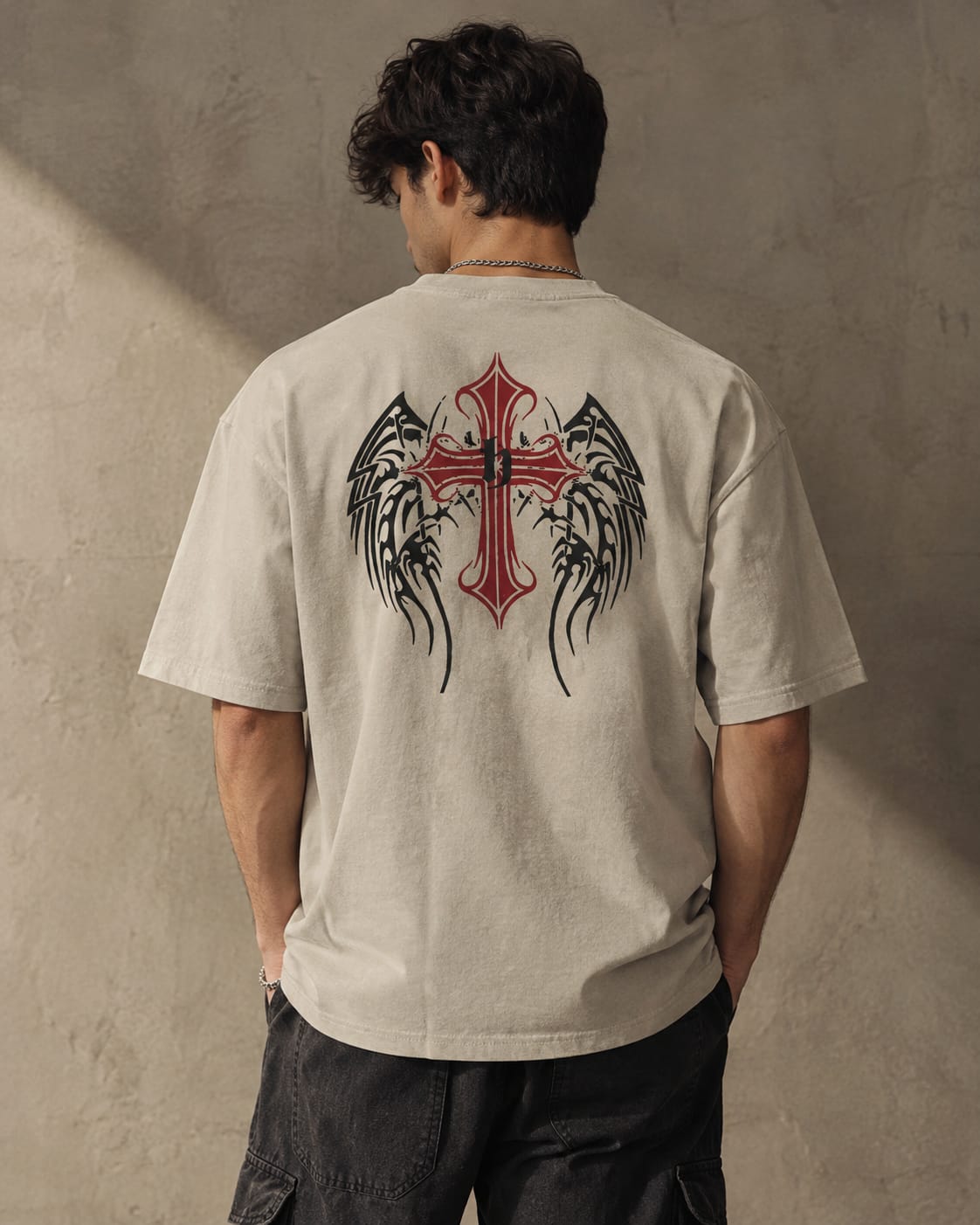 Vortex Wear Gothic Cross Oversized T-Shirt – Premium Streetwear Edition in Lavender