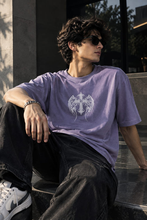 Vortex Wear Gothic Wings Oversized T-Shirt – Lavender Premium Streetwear Edition
