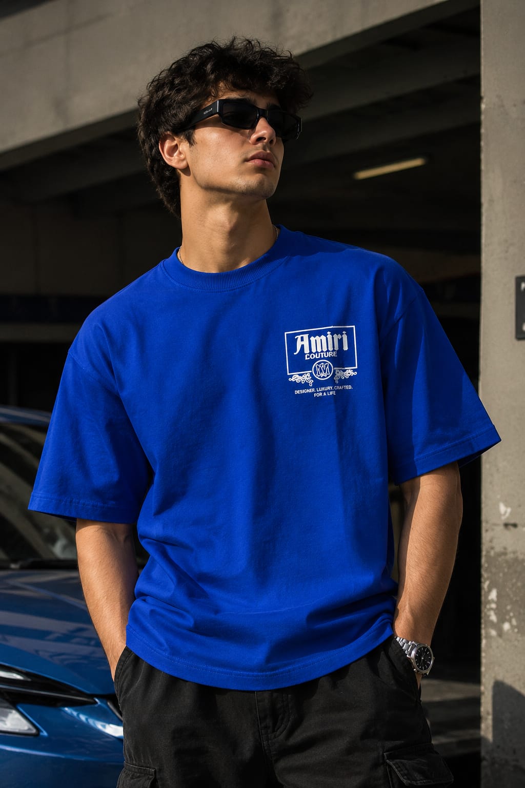 Royal Blue Amiri Couture Oversized T-Shirt – Premium Streetwear Edition