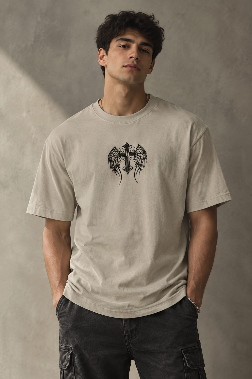 Vortex Wear Gothic Cross Oversized T-Shirt – Premium Streetwear Edition in Lavender