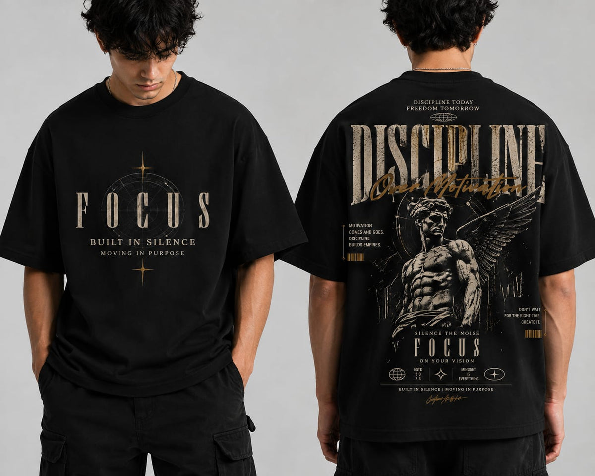 Discipline Oversized T-Shirt – Premium Gym Wear for Focus, Strength & Motivation 🔥 | Stylish Black T-Shirt for Everyday & Workout Looks