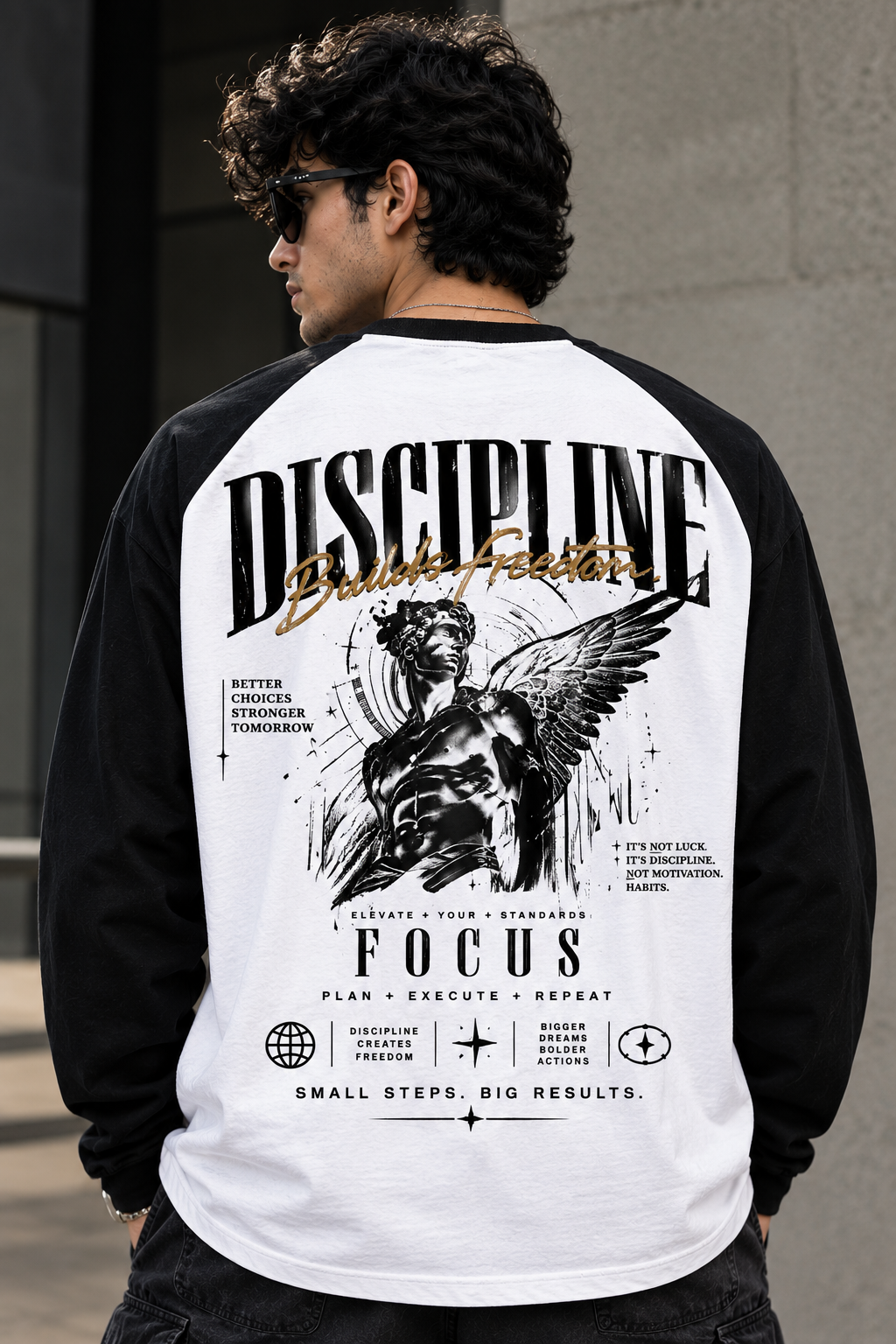 Vortex Discipline Premium Oversized Raglan T-Shirt – Black & White Streetwear Edition